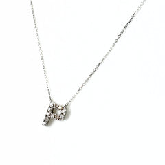 アルファベットモチーフ ネックレス K18 WG ダイヤモンド レディース ノンブランドジュエリー 【中古】nbjwl
