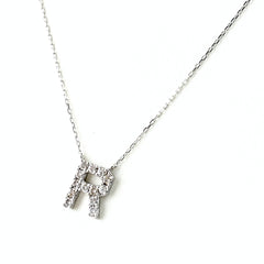 アルファベットモチーフ ネックレス K18 WG ダイヤモンド レディース ノンブランドジュエリー 【中古】nbjwl