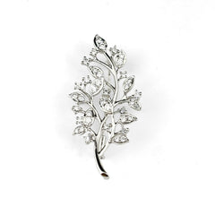 リーフモチーフ ペンダントトップ プラチナ ＷＧ ホワイトゴールド メレダイヤ 葉っぱ ダイヤモンド ブローチ 2way ペンダントトップ Pt900 K18 ＷＧ レディース ノンブランドジュエリー 【中古】nbjwl