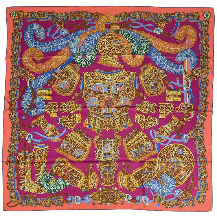 エルメス カレ 90 SOUS LEGIDE DE MARS 軍神マルス スカーフ シルク ピンク マルチカラー レディース ブランドバッグ・小物 【中古】brbag