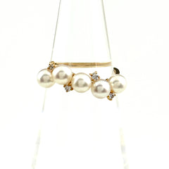 タサキ パール デザインリング YG イエローゴールド 指輪 メレダイヤ 真珠 リング 8号 K18 パール ダイヤモンド レディース ブランドジュエリー 【中古】brjwl