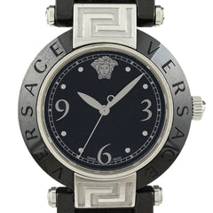 ヴェルサーチ レイヴ 92Q 腕時計 SS セラミック クォーツ ブラック メンズ 時計 【中古】wtcbb