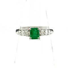 エメラルド デザインリング リング 11号 Pt900 エメラルド ダイヤモンド レディース ノンブランドジュエリー 【中古】nbjwl