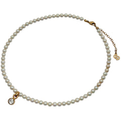 クリスチャンディオール フェイクパール ネックレス GP フェイクパール ラインストーン ホワイト ゴールド レディース ブランドアクセサリー 【中古】bracc