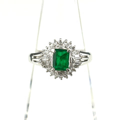 エメラルド デザインリング プラチナ メレダイヤ 指輪 リング 11.5号 Pt900 エメラルド ダイヤモンド レディース ノンブランドジュエリー 【中古】nbjwl