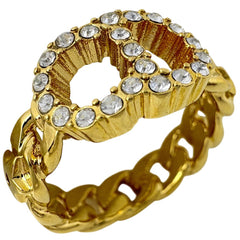 クリスチャンディオール ロゴ ラインストーン リング CD 指輪 リング 10.5号 GP ゴールド レディース ブランドアクセサリー 【中古】bracc