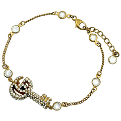 グッチ GGロゴ ラインストーン ブレスレット キーモチーフ ブレスレット GP ゴールド レディース ブランドアクセサリー 【中古】bracc