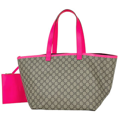 グッチ GG柄 トートバッグ GGスプリーム ネオン シェリーライン ウェブ トーティッシマ トートバッグ GGキャンバス ベージュ ピンク 792529 レディース ブランドバッグ・小物 【中古】brbag