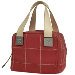 シャネル ココマーク ハンドバッグ チョコバー ワイルドステッチ ハンドバッグ キャンバス レッド クリーム レディース ブランドバッグ・小物 【中古】brbag