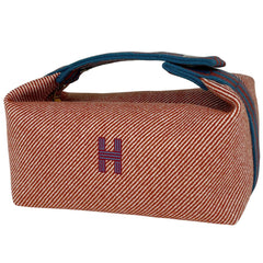 エルメス ブリッド ア ブラック PM バス用ポーチ Hロゴ アクセサリーポーチ ウール オレンジ ブルー レディース ブランドバッグ・小物 【中古】brbag