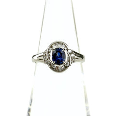 サファイア デザインリング プラチナ 指輪 メレダイヤ リング 11号 Pt900 サファイア ダイヤモンド レディース ノンブランドジュエリー 【中古】nbjwl