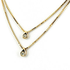 メレダイヤ デザインネックレス YG イエローゴールド ペンダント 2連 ネックレス K18 ダイヤモンド レディース ノンブランドジュエリー 【中古】nbjwl