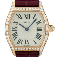 カルティエ トーチュ SM WA501006 腕時計 ダイヤモンド レザー ローズゴールド 手巻き シルバー レディース 時計 【保証対象】 【中古】【OH済】wtcbb