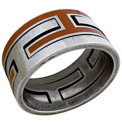 エルメス ムーブアッシュ リング Hロゴ 指輪 リング 16.5号 シルバー925 シルバー オレンジ レディース ブランドアクセサリー 【中古】bracc