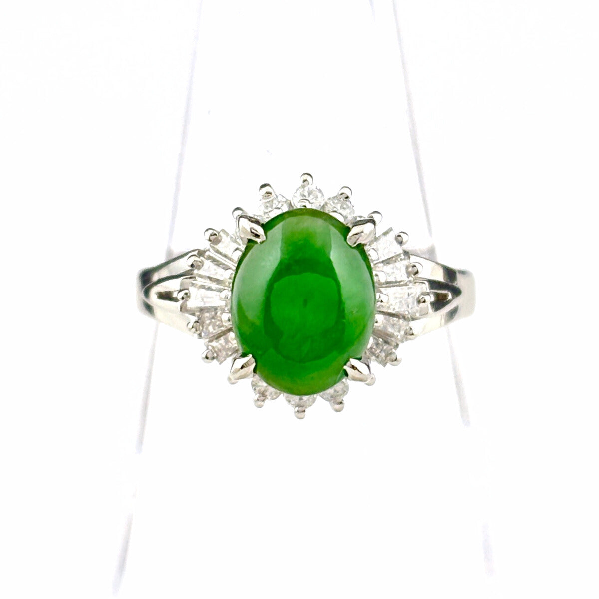 翡翠 デザインリング リング 11.5号 Pt900 ヒスイ ダイヤモンド