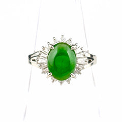 翡翠 デザインリング リング 11.5号 Pt900 ヒスイ ダイヤモンド レディース ノンブランドジュエリー 【中古】nbjwl