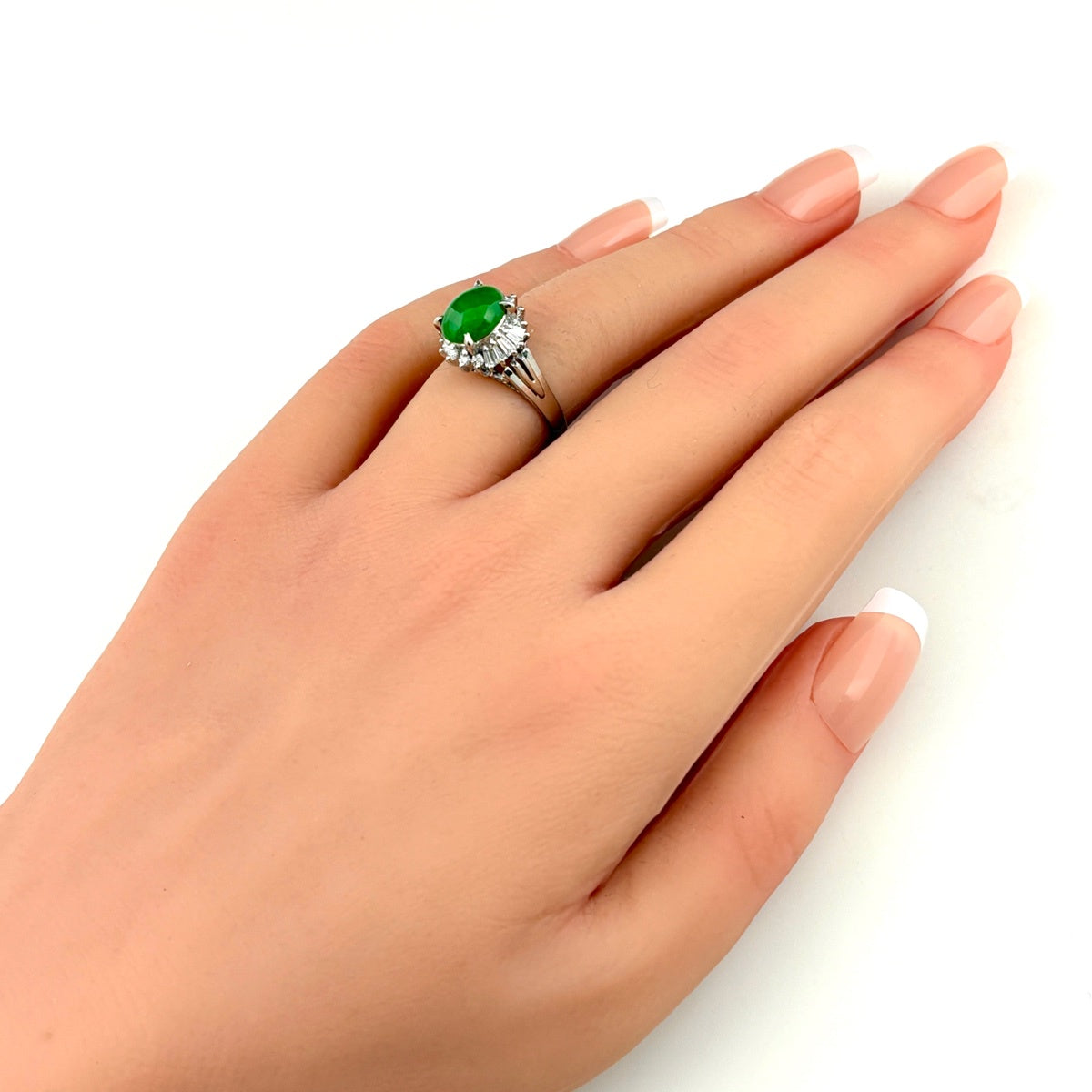 翡翠 デザインリング リング 11.5号 Pt900 ヒスイ ダイヤモンド