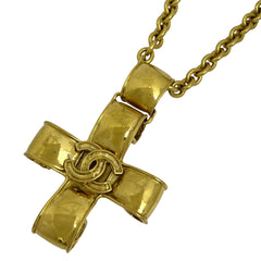 シャネル ココマーク チェーン ネックレス ロング クロス ネックレス GP ゴールド レディース ブランドアクセサリー 【中古】bracc