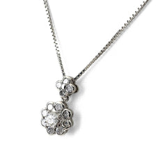 フラワーモチーフ デザインネックレス ネックレス Pt850 ダイヤモンド レディース ノンブランドジュエリー 【中古】nbjwl