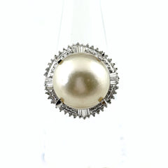 パール デザインリング プラチナ 指輪 メレダイヤ 真珠 リング 11号 Pt900 パール ダイヤモンド レディース ノンブランドジュエリー 【中古】nbjwl