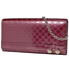 グッチ マイクログッチシマ ラウンドファスナー 長財布 チェーンウォレット シグネチャー リボン エナメル 長財布 パテントレザー ピンク 305022 レディース ブランドバッグ・小物 【中古】brbag