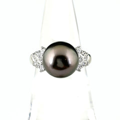 パール デザインリング プラチナ 指輪 メレダイヤ 真珠 リング 11.5号 Pt900 パール ダイヤモンド レディース ノンブランドジュエリー 【中古】nbjwl