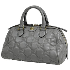 グッチ GGマトラッセ ハンドバッグ 2WAY ショルダーバッグ GGマーモント ハンドバッグ レザー グレー 702242 レディース ブランドバッグ・小物 【中古】brbag