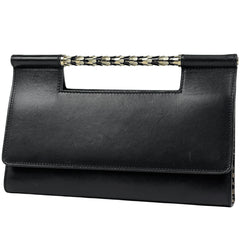 ブルガリ セルペンティ スカリエ ハンドバッグ ヒョウ柄 ハンドバッグ レザー ブラック レディース ブランドバッグ・小物 【中古】brbag