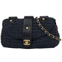 シャネル ココマーク チェーン ショルダーバッグ カゴ ショルダーバッグ ラフィア ブラック レディース ブランドバッグ・小物 【中古】brbag