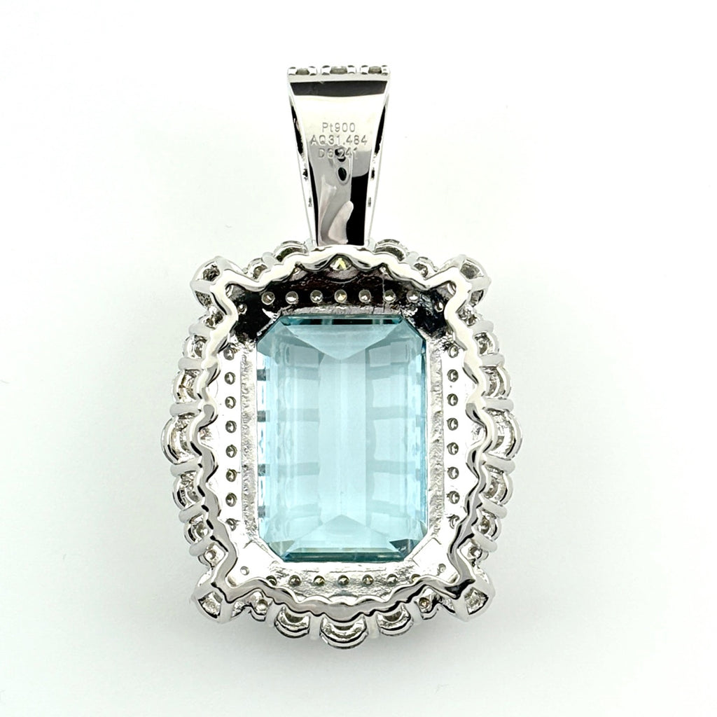リメイク アクアマリン ペンダントトップ プラチナ メレダイヤ Pt900 アクアマリン ダイヤモンド レディース ノンブランドジュエリーnbjwl