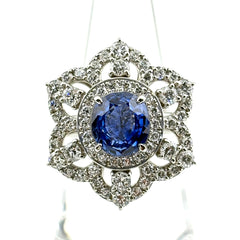 リメイク サファイア デザインリング プラチナ 指輪 メレダイヤ リング 13.5号 Pt900 サファイア ダイヤモンド レディース ノンブランドジュエリーnbjwl