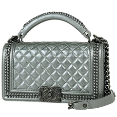 シャネル ボーイシャネル チェーン ショルダーバッグ ココマーク ハンドバッグ ショルダーバッグ レザー グレー レディース ブランドバッグ・小物 【中古】brbag