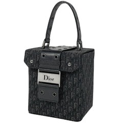 クリスチャンディオール トロッター柄 バニティ バッグ キューブ型 ハンドバッグ ポーチ 化粧ポーチ キャンバス ブラック HE0082 レディース ブランドバッグ・小物 【中古】brbag