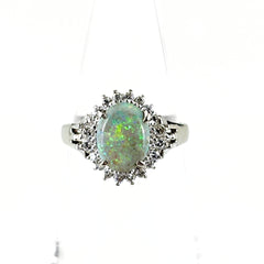 オパール デザインリング プラチナ 指輪 メレダイヤ リング 11.5号 Pt900 オパール ダイヤモンド レディース ノンブランドジュエリー 【中古】nbjwl