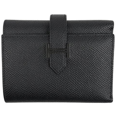 エルメス ベアン コンビネ Hロゴ 札入れ 小銭入れ ヴォーマダム 三つ折り財布 レザー ブラック B レディース ブランドバッグ・小物 【中古】brbag