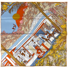 エルメス カレ 70 Rendez vous galant ランデヴーギャラン スカーフ シルク オレンジ ブルー マルチカラー レディース ブランドバッグ・小物 【中古】brbag