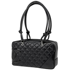 シャネル カンボンライン ボウリングバッグ ココマーク ミニボストン マトラッセ ショルダーバッグ レザー ブラック A25171 レディース ブランドバッグ・小物 【中古】brbag