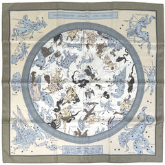 エルメス カレ90 HEMISPHARIUM COELI BOREALE 星座柄パズル スカーフ シルク グレー ライトブルー マルチカラー レディース ブランドバッグ・小物 【中古】brbag