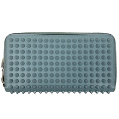 クリスチャンルブタン パネトーネ ラウンドファスナー 長財布 スタッズ 長財布 レザー ライトブルー レディース ブランドバッグ・小物 【中古】brbag