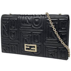 フェンディ ロゴ 長財布 チェーンウォレット 長財布 レザー ブラック 8M0219 レディース ブランドバッグ・小物 【中古】brbag