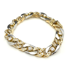 ダイヤモンド デザインブレスレット プラチナ YG イエローゴールド メレダイヤ 腕輪 ブレスレット Pt850 K18 ダイヤモンド レディース ノンブランドジュエリー 【中古】nbjwl