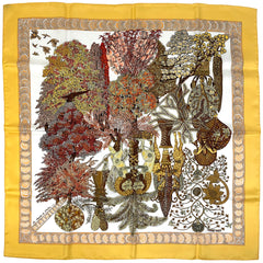 エルメス カレ 90 Les Legendes de L'Arbre 木の伝説 スカーフ シルク イエロー マルチカラー レディース ブランドバッグ・小物 【中古】brbag