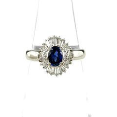 サファイア デザインリング プラチナ メレダイヤ 指輪 リング 11.5号 Pt900 サファイア ダイヤモンド レディース ノンブランドジュエリー 【中古】nbjwl