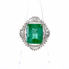 エメラルド デザインリング プラチナ メレダイヤ 指輪 リング 12号 Pt900 エメラルド ダイヤモンド レディース ノンブランドジュエリー 【中古】nbjwl