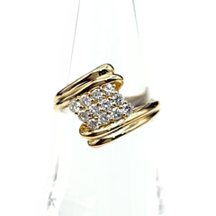 メレダイヤ デザインリング YG イエローゴールド 指輪 リング 12号 K18 ダイヤモンド レディース ノンブランドジュエリー 【中古】nbjwl