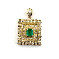 エメラルド ペンダントトップ YG イエローゴールド メレダイヤ ペンダントトップ K18 エメラルド ダイヤモンド レディース ノンブランドジュエリー 【中古】nbjwl