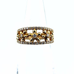 メレダイヤ デザインリング YG イエローゴールド 指輪 リング 8.5号 750 ダイヤモンド レディース ノンブランドジュエリー 【中古】nbjwl