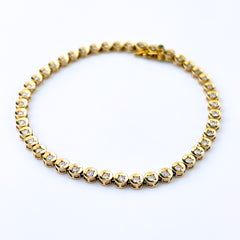 テニスブレスレット YG イエローゴールド メレダイヤ 腕輪 ブレスレット K18 ダイヤモンド レディース ノンブランドジュエリー 【中古】nbjwl