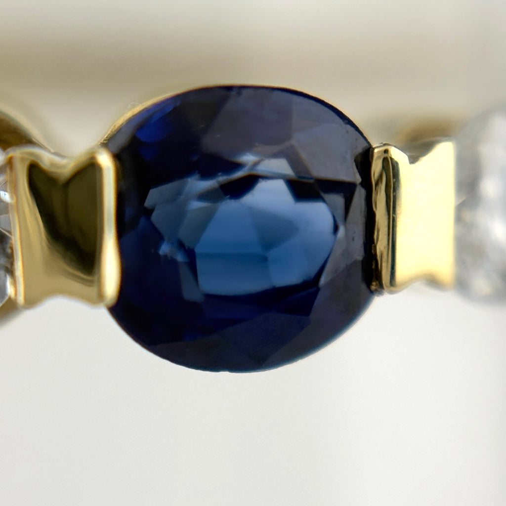 サファイア デザインリング リング 9号 K18 サファイア ダイヤモンド