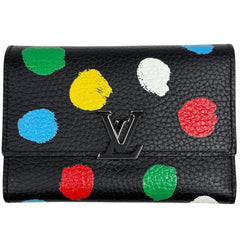 ルイ・ヴィトン ポルトフォイユ カプシーヌ コンパクト 草間彌生 コラボ 三つ折り財布 トリヨン ブラック M81963 レディース ブランドバッグ・小物 【中古】brbag